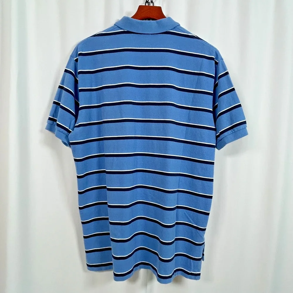 Polo by Ralph Lauren Men's XL Shirt Baby Blue w Blue & White Stripes 100% Cotton